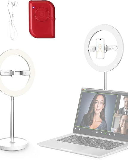 NEEWER Entry Level Version 10" 7W LED Selfie Ring Light with Desk Stand/Phone Holder/3 Modes, CRI85+ 3000mAh Rechargeable Video Conference Lighting for iPhone Streaming Video Recording Makeup, N17