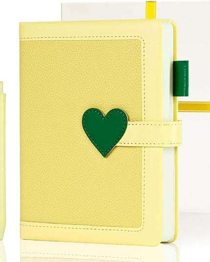 Journal for Women and Girls with Heart Buckle, 240 Pages Girls Diary Journal with Pen for Writing, Cute Daily Writing Journals for Women, B6 Pretty Journaling Hardcover Notebooks (Melon Yellow)