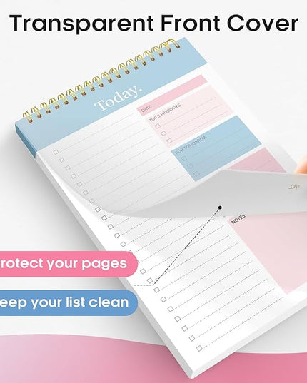Taja To Do List Notepad - To Do List Notebook for Work with 52 Sheets, 9.8" x 6.5", Undated Daily Planner Perfect for Daily Tasks and Goal Setting, Notepad Suitable for Office, Home & School - Early Dawn