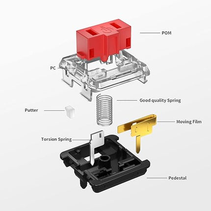 Kailh PG1350 Choc V1 70PCS Mechanical Keyboard Switch kailh Low Profile switches Chocolate Mechanical Keyboard Switch RGB SMD 5-Pin Kailh Switches (Red,70Pcs)