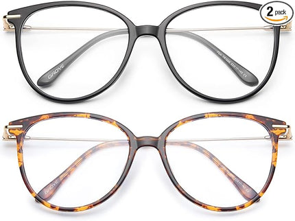Gaoye Blue Light Blocking Glasses - Trending Round TR90 Frames, Metal Arms, UV400 Protection - Matching Soft Case