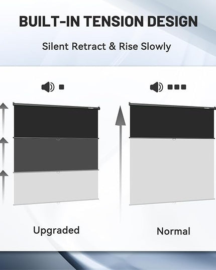 RAUBAY Retractable Pull Down Black Screen Backdrop - 78.7" x 86.6" Collapsible Wall-Mount Background for Professional Video Production, Photography, TikTok and Video Conferencing