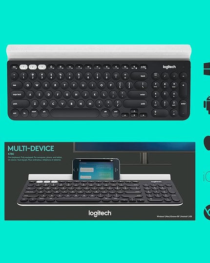 Logitech K780 Multi-Device Wireless Keyboard for Computer, Phone and Tablet – Flow Cross-Computer Control Compatible - Speckles, White