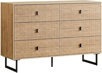 Chrangmay Modern Chest of Drawers with 6 Drawers,Deep Drawers,Clothes Organizer,Large Storage Cabinet for Living Room, Bedroom,Hallway,with Anti-Tipping Device,Wood