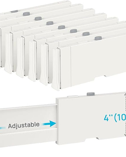Vtopmart Drawer Dividers for Clothes 8 Pack, Adjustable 4" High Expandable from 11.3"-17" Dresser Drawer Organizer, Plastic Drawers Separators for Dresser, Baby Clothes, Kitchen and Office Storage