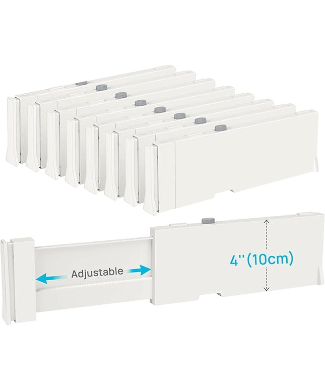 Vtopmart Drawer Dividers for Clothes 8 Pack, Adjustable 4" High Expandable from 11.3"-17" Dresser Drawer Organizer, Plastic Drawers Separators for Dresser, Baby Clothes, Kitchen and Office Storage