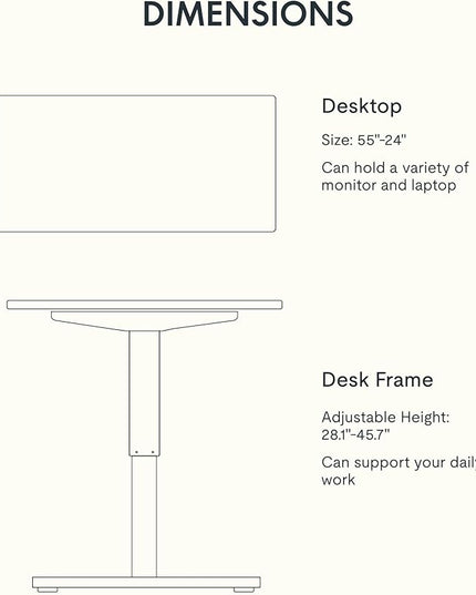 FLEXISPOT EN1 One-Piece Solid Wooden Standing Desk 55 x 24 Inches Height Adjustable Electric Sit Stand Home Office Desks (Silver Frame + Rubber Wood Top, 2 Packages)