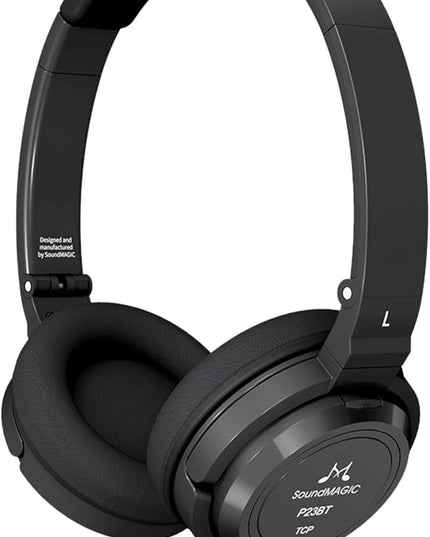 SoundMAGIC P23BT Portable On Ear Bluetooth Headphones CVC Noise Canceling Microphone HiFi Sound Stable Wireless Signal Connection Long Playtime with Detachable Cable for Game Black