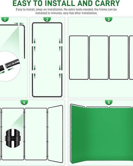 7.87ft x 13.12ft Green Screen Backdrop with Stand,Zyernar Large Green Collapsible Backdrop with Stand foror Photo Studio Video Shooting,YouTube Tutorials and Real-Time Videos, Streaming Games,Stage