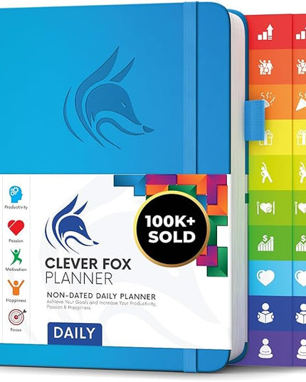 Clever Fox Daily Planner – Undated Planning Notebook with Hourly Schedule & To-Do List – Personal Day Task & Work Organizer, 6 Months (Sky Blue)