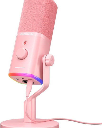 MAONO Dynamic Gaming Microphone: USB XLR Dynamic Computer Microphone with Software-RGB PC Mic for Gamer-Podcast Mic for Streaming Recording Studio YouTube Content Creation Online Chat PD100X (Pink)