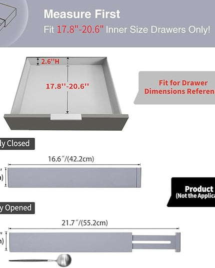 Utoplike Bamboo Drawer Dividers Large, Gray Kitchen Drawer Organizers Adjustable, Spring Loaded, Works in Dresser, Bathroom, Bedroom, Desk, 4 pcs, 2.4" H