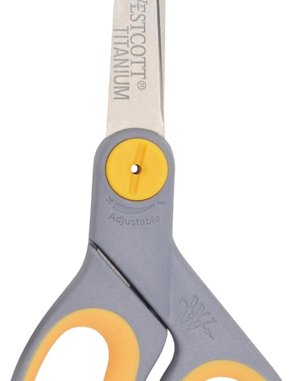Westcott 8-Inch Titanium-Bonded Scissors with Adjustable Glide Feature for Office and Home - Gray/Yellow