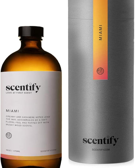 Scentify Miami Aroma Oil Refill Scent for Oil Diffusers - Creamy, Cashmere, Sandalwood, Musk Scents - Luxurious Relaxing Aromatherapy Diffuser Fragrance 470ml, 16 oz