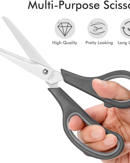 30 Packs Scissors Bulk, 8 Inch Scissors All Purpose Sharp Sewing Fabric Shears for Office Home School Supplies, Middle/High School Student Teacher Classroom Craft Scissor, Comfort Right/Left Handles