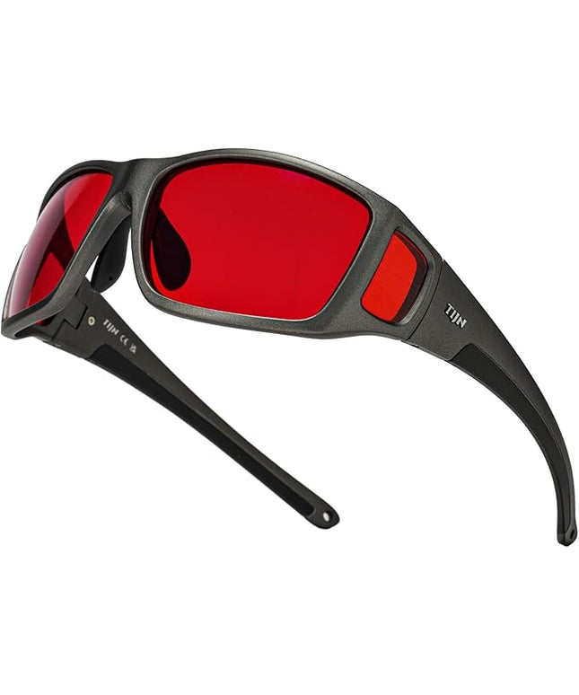 TIJN Sonia Sleep Glasses for Blue & Green Light Blocking,Red Lens with Dual AR Coating,Wraparound Frame for Gaming Screen