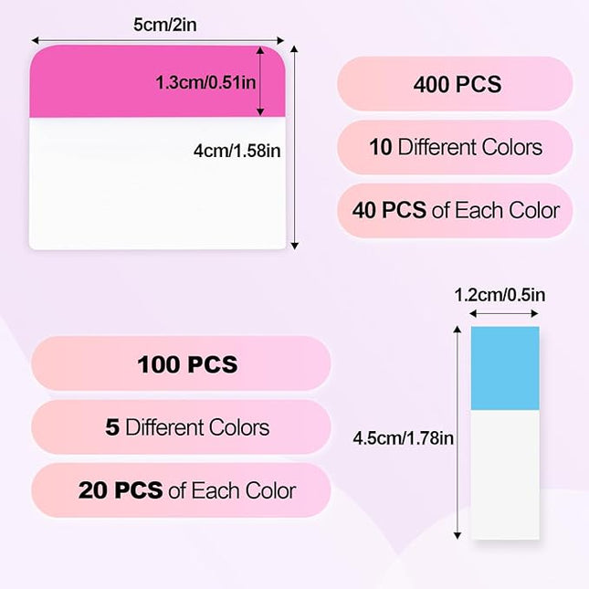 MEMX Sticky Index Tabs, 500 Pcs Tabs 2 Inch, Writable and Repositionable File Tabs Flags Colored Page Markers Labels for Reading Notes, Books and Classify Files, 21 Sets 10 Colors