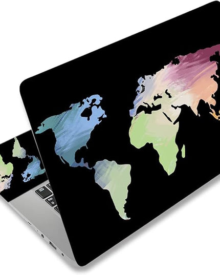 Laptop Skin Sticker Decal,12" 13" 13.3" 14" 15" 15.4" 15.6 inch Laptop Skin Sticker Cover Art Protector Notebook (2 Wrist Pad Skins Included), Decorative Removable, Colorful Map
