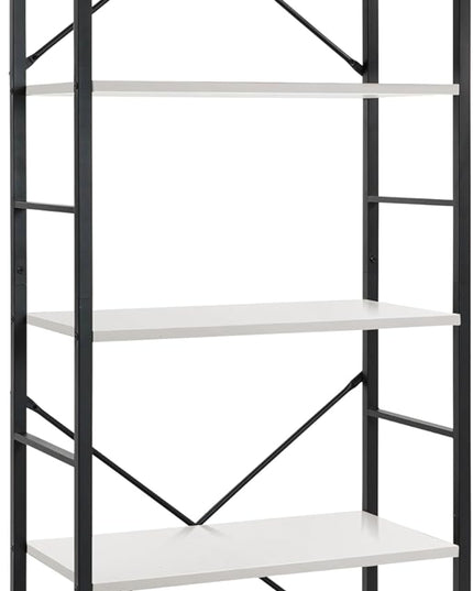 CAPHAUS 5 Tier Bookshelf, 24 Inch Width Free Standing Shelf, Bookcase Shelf Storage Organizer, Industrial Book Shelves for Home Office, Living Room, Kitchen, White Shelves & Metal Frame