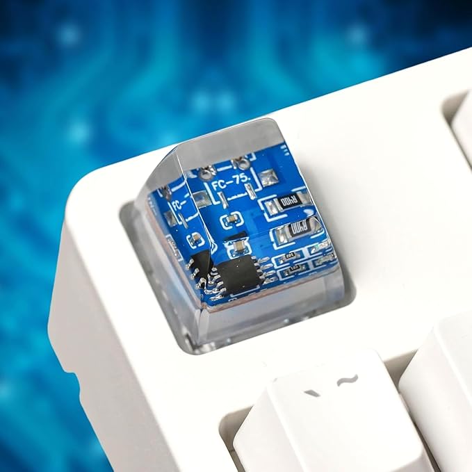 Blue Circuit Board Artisan Keycap R1 SA Profile Custom Keycaps 1U ESC Handmade Gaming Resin Key Cap Cherry MX Switch Compatible Mechanical Keyboard Tech Lover Gift