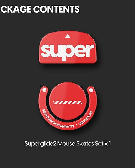 Superglide2 Glass Mouse Skates for Logitech G Pro X Superlight (Red) - Controllable Speed Surface, Polished Edge, Ultra Smooth Durable Gaming Feet