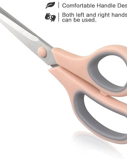 Scissors 8.5 Inch scissors all purpose Bulk Set of 3, Scissors for Office Home School Craft Supplies, Soft Comfort-Grip Right/Left Hand, Gray