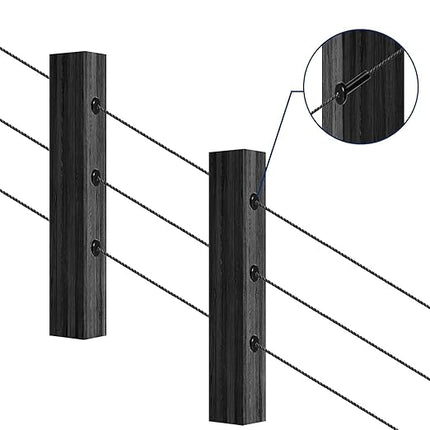 20 Pack 30 Degree Angle Protective Sleeves, Black Cable Railing Corner Protector Sleeve Beveled for 1/8" Wire Rope, T316 Marine Grade Cable Railing Kit with Two Drill Bit for Wood Posts HF039B