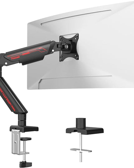 Monitor Arm for 17-35" Screens up to 24.2 lbs, Ergonomic Gas Spring Monitor Stand with Height Adjust, Tilt, Swivel & Cable Management, VESA Desk Mount with 2 Types of Installation, Black