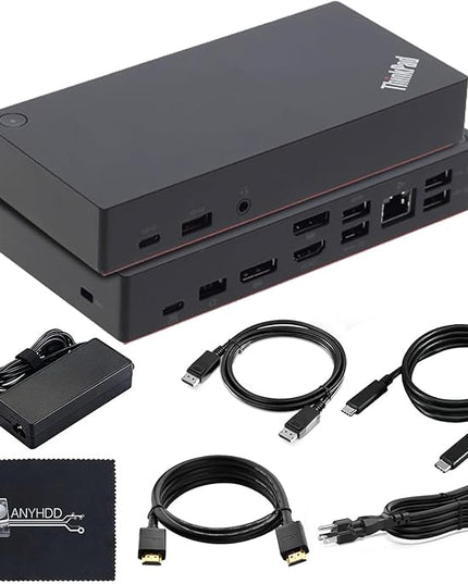 Lenovo 40AS0090US Thinkpad Docking Station Gen 2 - Supports 4K Display, 1 Year Warranty, Lenovo Docking Station with 90W Adapter, HDMI, USB-C, DisplayPort Cables - USB-C Thunderbolt 3 Dock (Renewed)