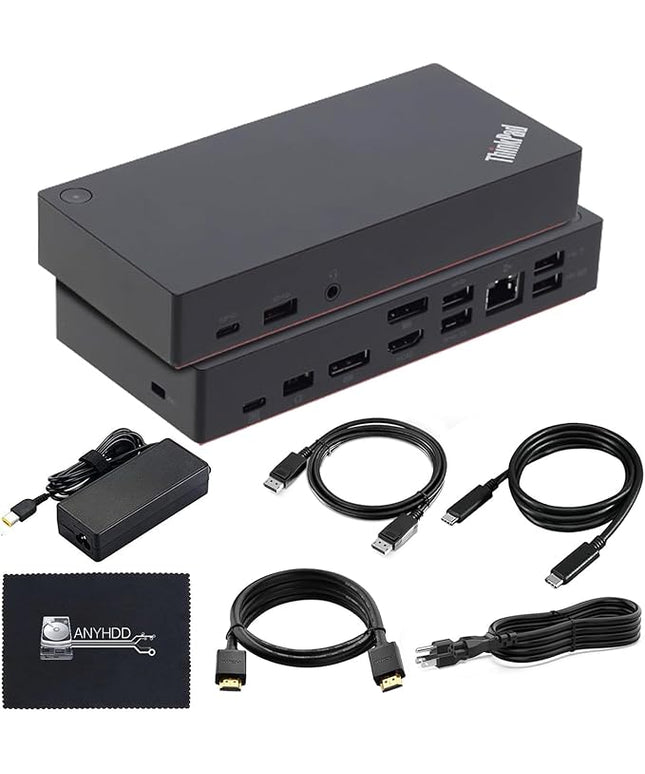 Lenovo 40AS0090US Thinkpad Docking Station Gen 2 - Supports 4K Display, 1 Year Warranty, Lenovo Docking Station with 90W Adapter, HDMI, USB-C, DisplayPort Cables - USB-C Thunderbolt 3 Dock (Renewed)