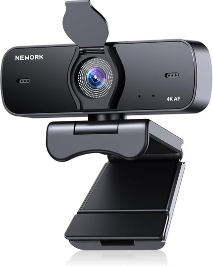 4K Webcam for PC, Ultra 4K HD, 2 Noise Reduction Mics, Auto Focus & Privacy Cover, Plug & Play, 77°FOV, USB Camera for PC, Mac, Laptop, Video Calls