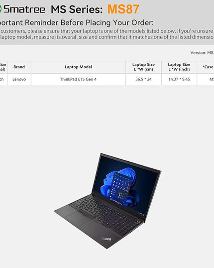 Smatree MS87 Hard EVA Protective Sleeve with Stand Compatible for 15 inch Lenovo ThinkPad E15 Gen 4 Laptop Notebook Bag