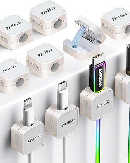 Magnetic Cable Clips Cord Organizer Holder,10-Pack Cable Management Cord Clips,Adhesive Phone Cable Wire Charger Cord Holder For Nightstand Desk Charging Cords Wall Car Desktop Office (10, white)