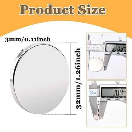 Super Strong Neodymium Disc Magnets, Rare Earth Magnets Heavy Duty with Double-Sided Adhesive, Round Neodymium Magnet s Strong for Fridge, 1.26 inch x 1/8 inch, Pack of 12