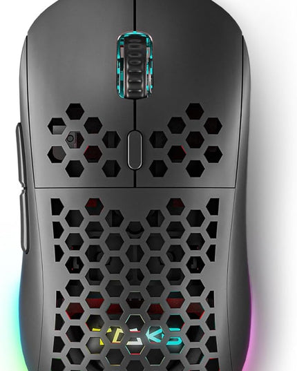 DIERYA M1SE Wired Gaming Mouse with Honeycomb Shell, 12800DPI Optical Sensor, 6 Programmable Macros, Software Support for Custom Key Config, and RGB Settings for Windows 7/8/10/XP, Vista, Linux-Black
