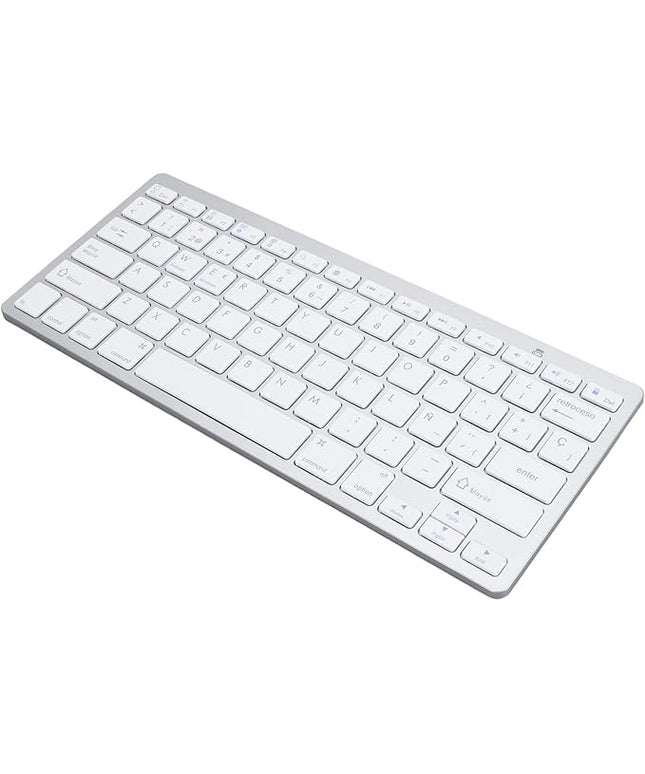 SENECESLI German French Spanish Italian English Bilingual Keyboard, Ultra Slim Wireless Bluetooth Keyboard, Travel Portable for Tablets Laptops Phones (Spanish QWETZ Layout)