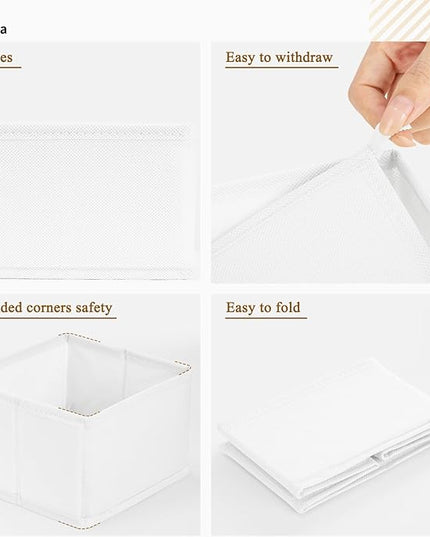 Criusia 15 Pack Drawer Organizer for Clothes, Foldable Dresser Dividers with 3 Sizes, Fabric Storage Bins – White