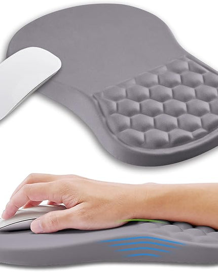 Ergonomic Mouse Pad Wrist Support with Memory Foam Massage Bulge, Carpal Tunnel Pain Relief Mousepad Wrist Rest for Mouse(12x8 inch, Silver Gray Light Purple)