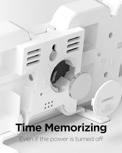 mooas 3D Pure mini White Gold LED Clock, Multi-Function LED Clock (Calendar, Alarm, Temperature) (8.5" White Gold Table Alarm Clock)