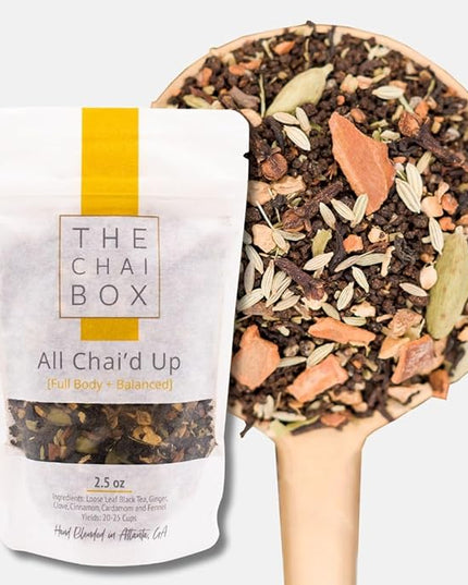 The Chai Box Loose Leaf 100% Organic Black Tea - Featured in Oprah's Favorite Things | Caffeinated Black Tea with Ginger, Cinnamon, Clove, Fennel & Cardamom (Pack of 1) 2.5 oz | Makes 25 Cups | Small Batch Loose Leaf Tea with Whole, Premium Spices