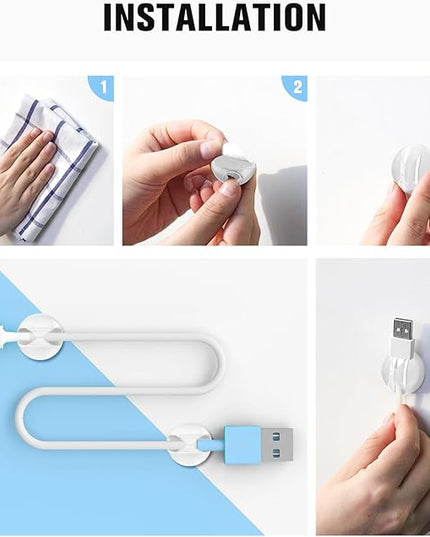 12 Pack Cable Clips, Znben Clear Cord Organizer Holder Adhesive Cord Management Charger Wire Holder Clips for Desk, Home, Office, Car, Cubicle, Nightstand