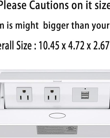 Pop up Power Strip,Recessed Electrical Outlet Power Hub Connectivity Box, Desktop Socket with 2 Outlets & 2 USB Charging Ports for Table Conference Room Countertop, UL Listed