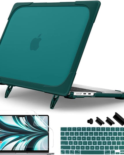 Batianda for New MacBook Air 13.6 inch Case 2025 M4 2024 2022 Release Model A3240 A2681(M2) A3113(M3), Heavy Duty Shockproof Protective Hard Shell with Fold Kickstand & Keyboard Cover, Teal