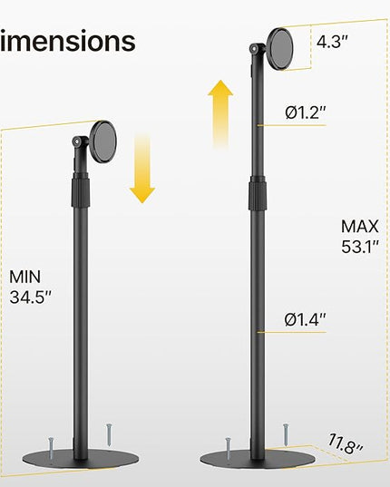 monTEK Anti-Theft Tablet Floor Stand, Frameless Universal Tablet Kiosk with Security Lock Fit 7”-15” Screen Size, Height Adjustable Floor Stand Compatible with IPad Pro/Air/Mini and Samsung Tab, Black