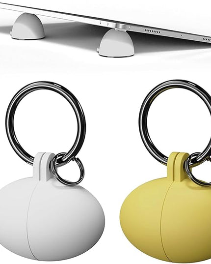 Portable Egg Keyring Style Anti-Slip Silicone Laptop & Pad Stand 2set(4pcs) - Ergonomic Viewing, Typing, Drawing, Cooling Foot/White Yellow (White+Yellow)