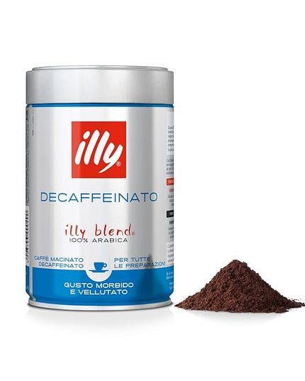 illy Ground Coffee Espresso - 100% Arabica Coffee Ground – Classico Decaf Roast - Notes of Caramel, Toasted Bread & Chocolate - Rich Aromatic Profile - Precise Roast - No Preservatives – 8.8 Ounce