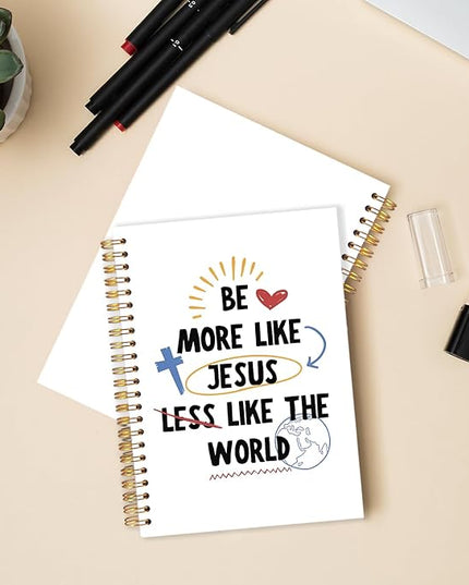 Boho Christian Spiral Journal Notebook 5.5x8.3in, Self Love Jesus Journal for Woman, Christian Gifts Notebooks for Note Taking, Be More Like Jesus Religious Hardcover Notebook