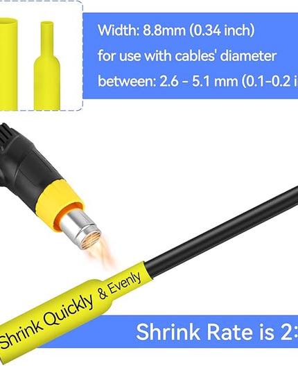 4 Pack Compatible for P-Touch Heat Shrink Tubing 8.8mm HSe-621 HSe621 HS621 HS-621 Black on Yellow Tube Wire Cable Label Tape for Ptouch PT-E300 PT-H300 PT-E500 P710BT P700 P750WVP P900 Makers