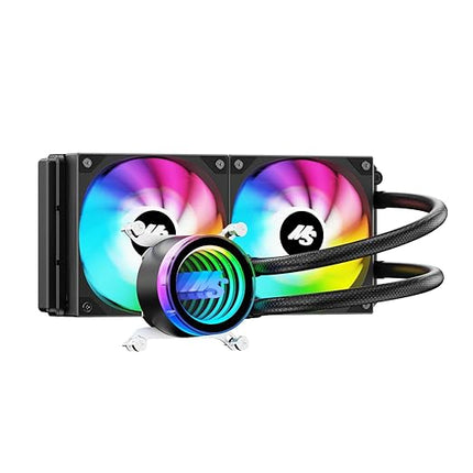 Minorsonic AIO CPU Cooler, 240mm AIO with High-Speed Ceramic Bearing Pump, 2X PWM ARGB Fans, 3-Phase Motor for Better Cooling Performance, Heat Transfer, Low Noise, Intel LGA 1851/1700, AMD AM5/AM4