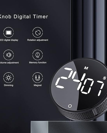 AVINIA Digital Kitchen Timers, Visual timers Large LED Display Magnetic Countdown Countup Timer for Classroom Cooking Fitness Baking Studying Teaching, Easy for Kids and Seniors Black